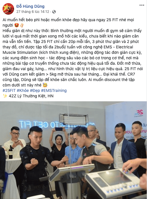 Quả Bóng Vàng chia sẻ công nghệ EMS trên trang cá nhân